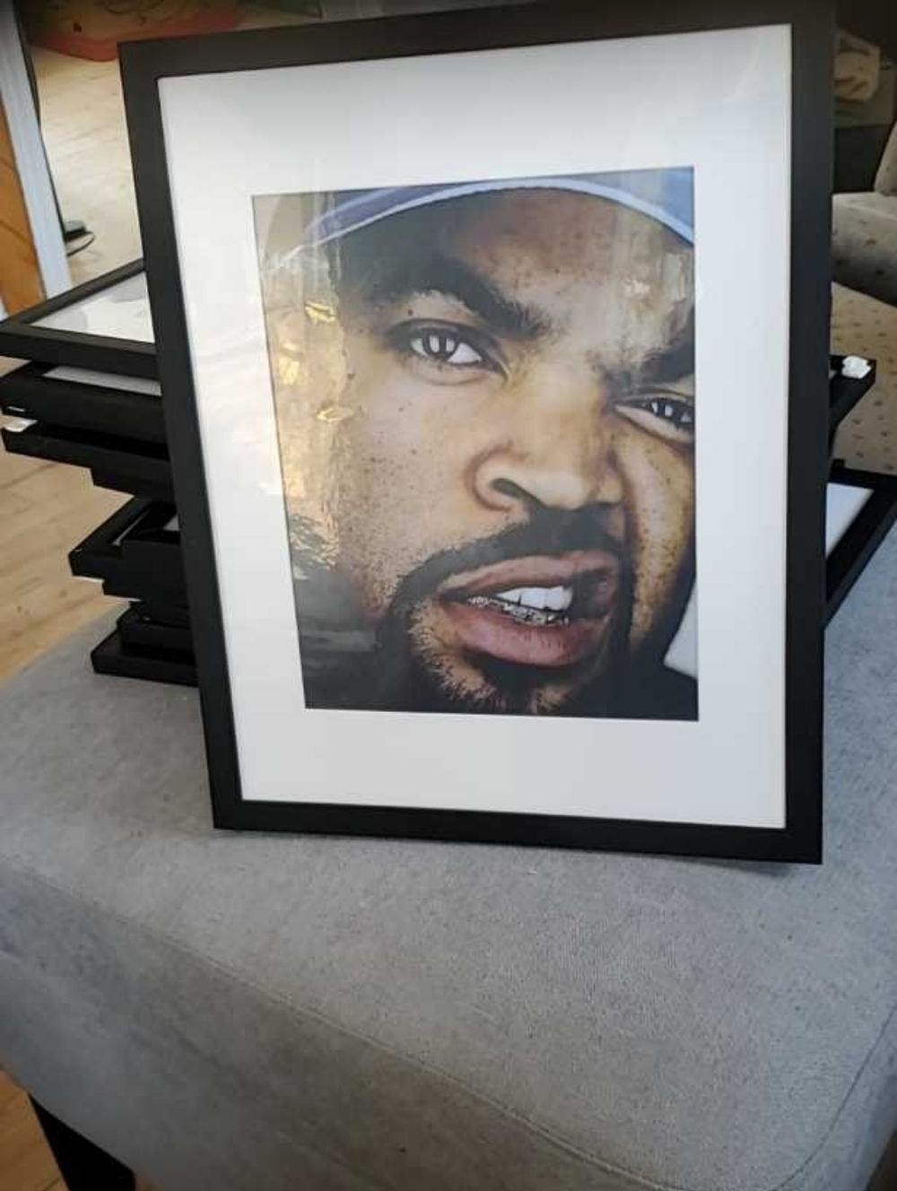 Framed Close-Up Portrait Print in Black Frame Photo Of Ice Cube Actor And rapper